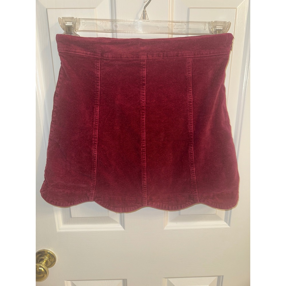 Altar'd State Burgundy Corduroy Scalloped Mini Skirt S73165-01 Womens Medium